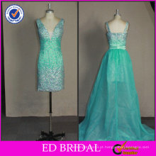 2017 ED Bridal OEM OEM de alta qualidade frisado com trem desmontável Fotos reais de vestido de cocktail